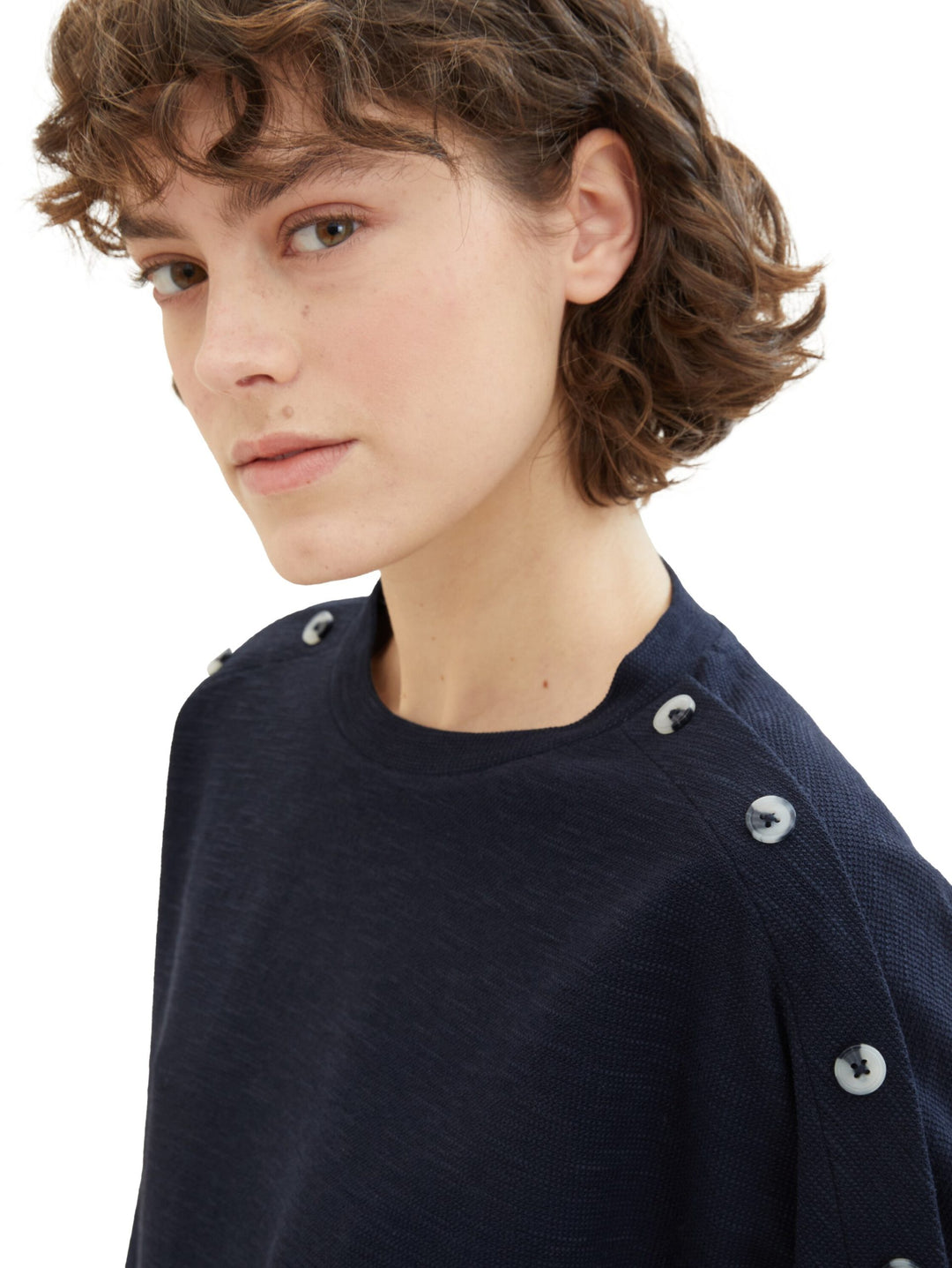 3/4-sleeved shirt with buttons - Blue
