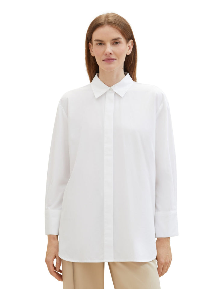 Plain-coloured blouse with TENCEL(TM) Lyocell - White