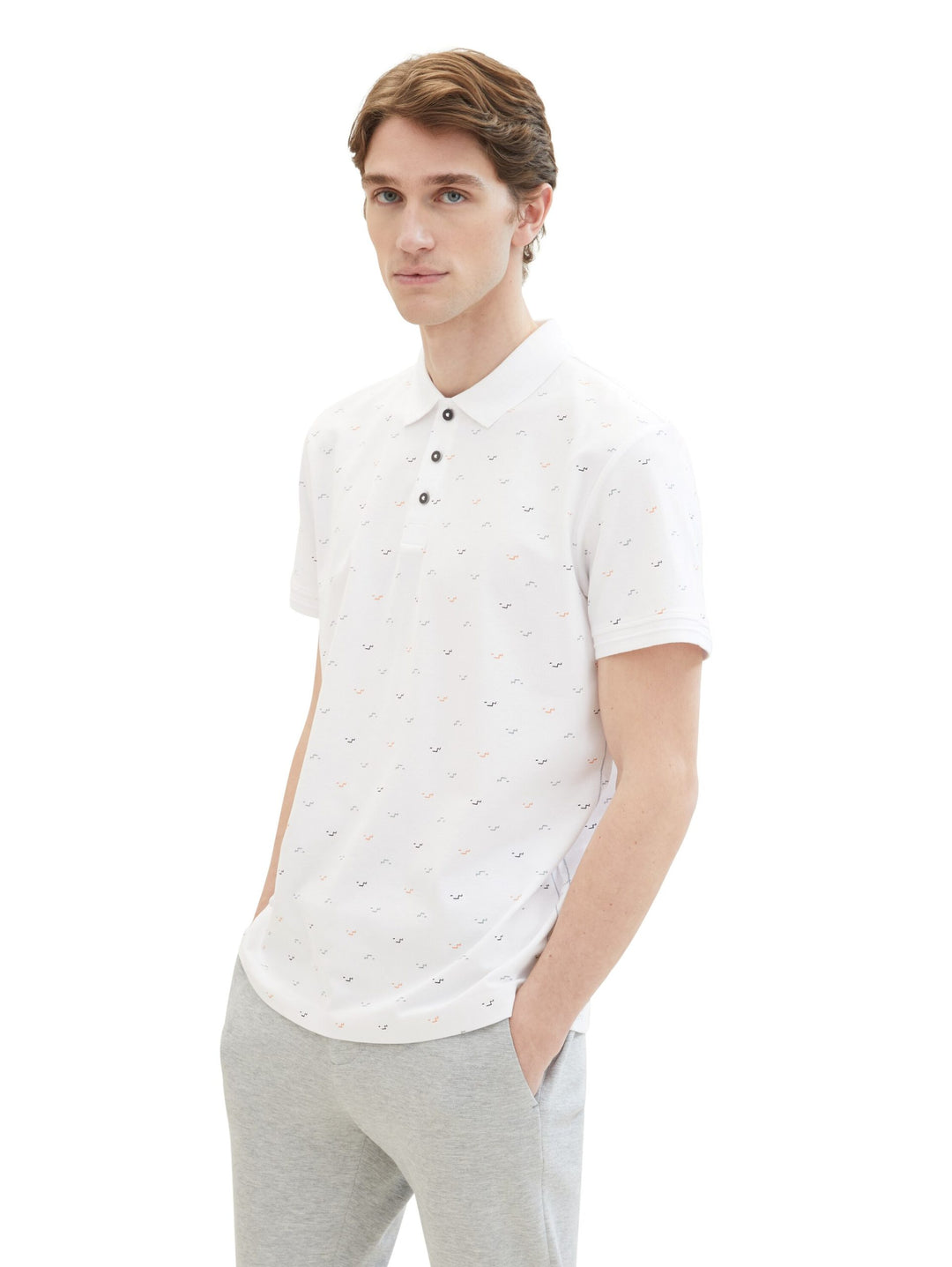 Polo shirt with an all-over print - White