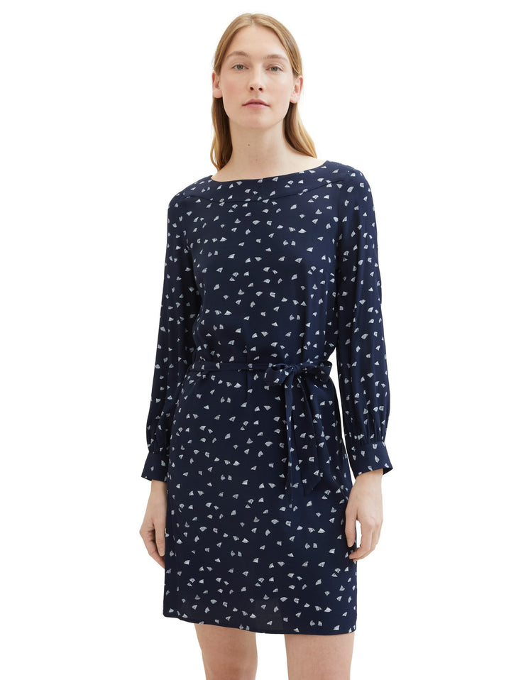 Patterned dress with LENZING(TM) ECOVERO(TM) - Blue
