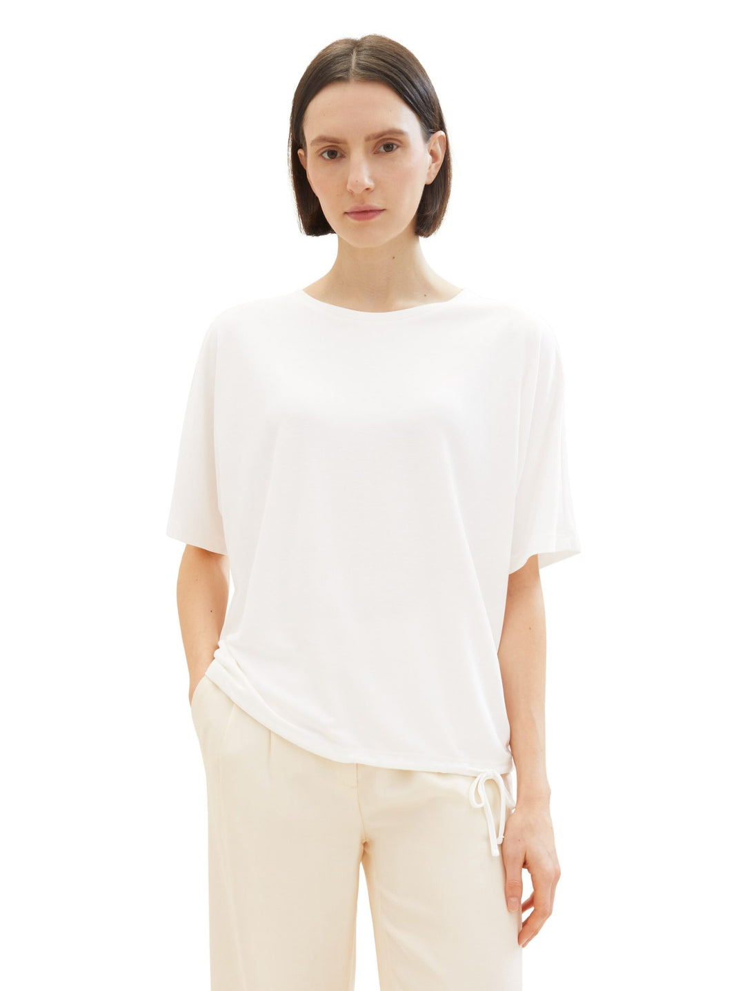 T-shirt with a round neckline - White