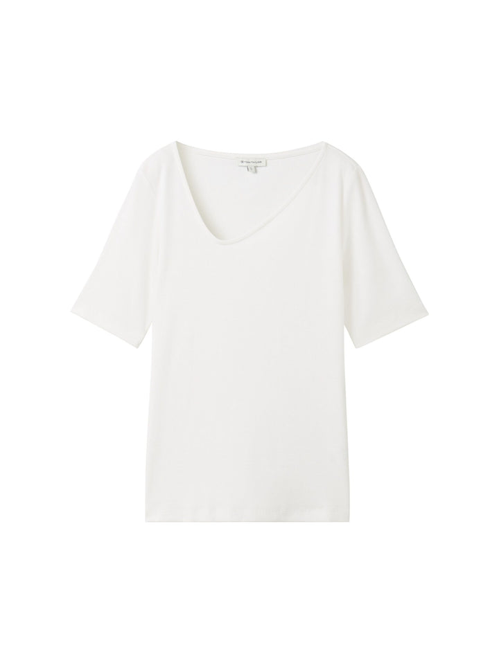 T-shirt with an asymmetrical neckline - White