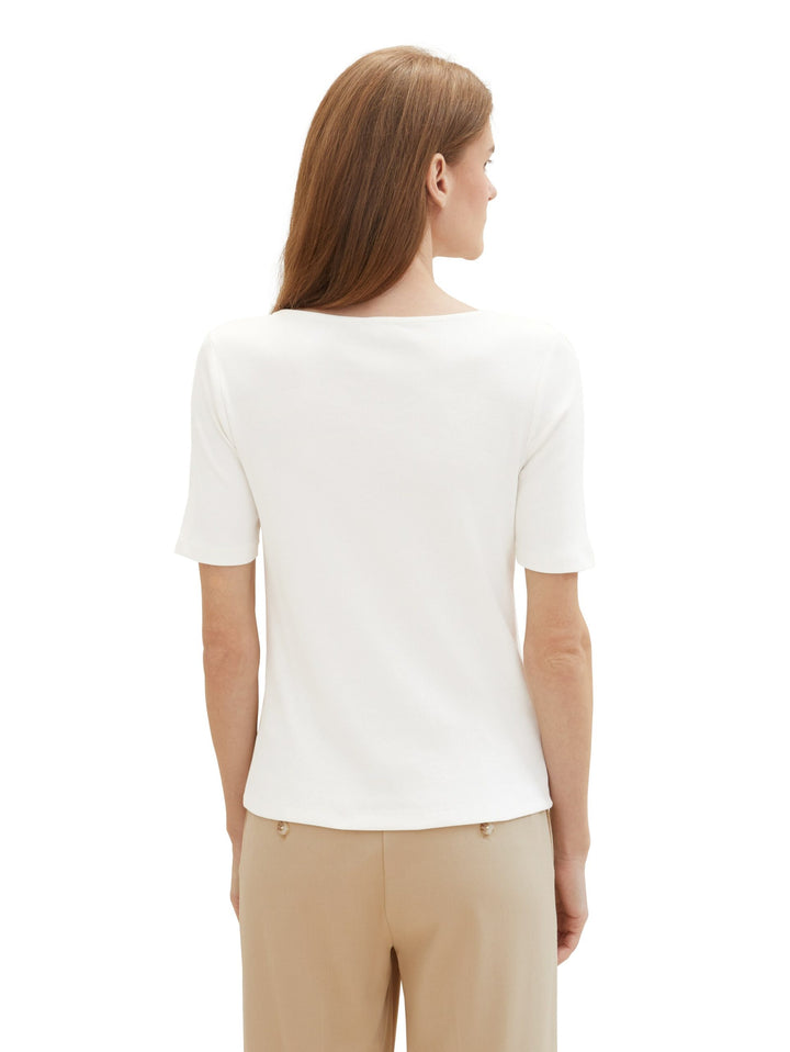 T-shirt with an asymmetrical neckline - White
