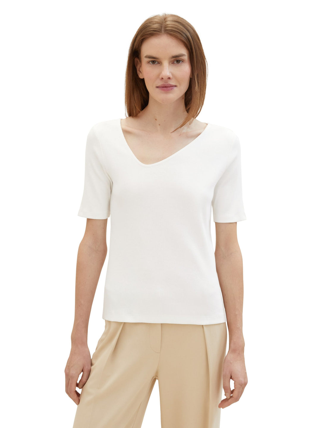 T-shirt with an asymmetrical neckline - White