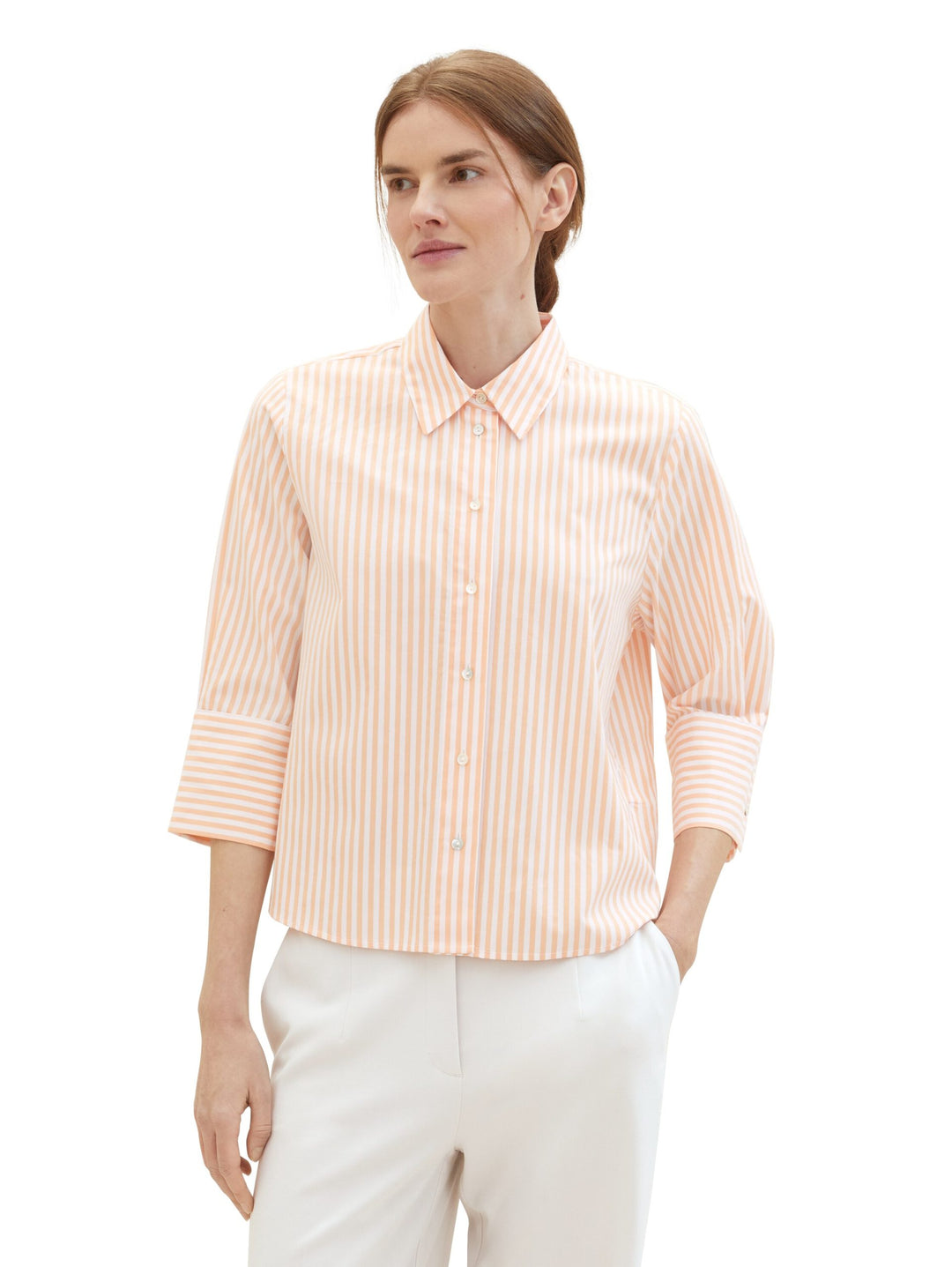 Striped blouse with TENCEL(TM) Lyocell - Orange