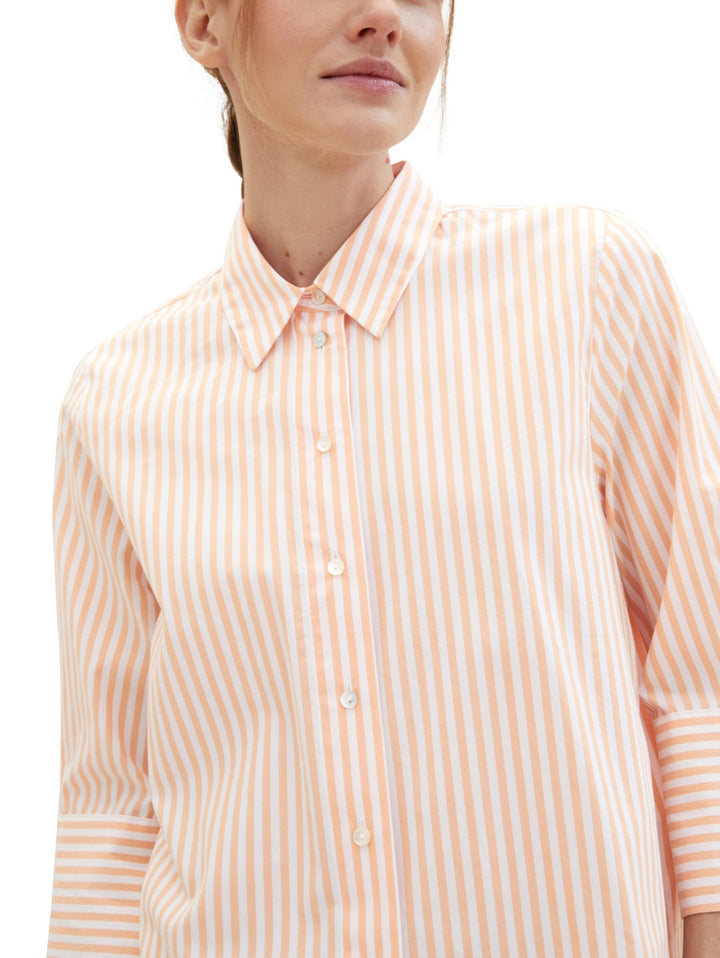 Striped blouse with TENCEL(TM) Lyocell - Orange