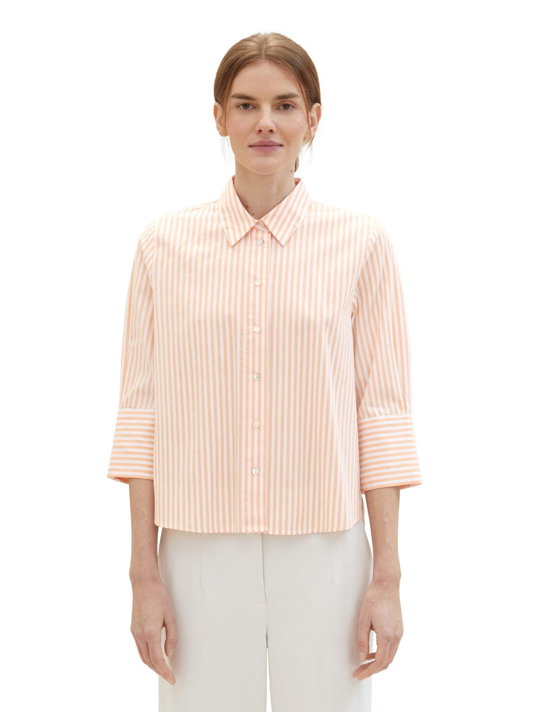 Striped blouse with TENCEL(TM) Lyocell - Orange