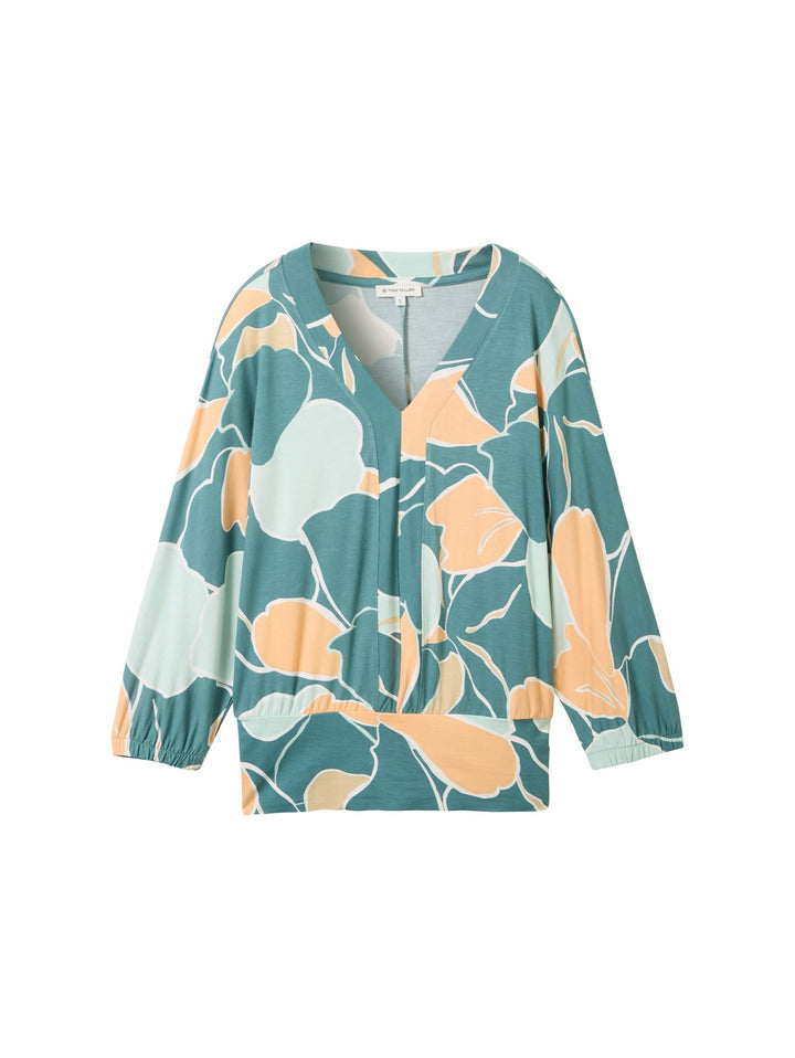 Patterned 3/4-sleeved shirt - Green