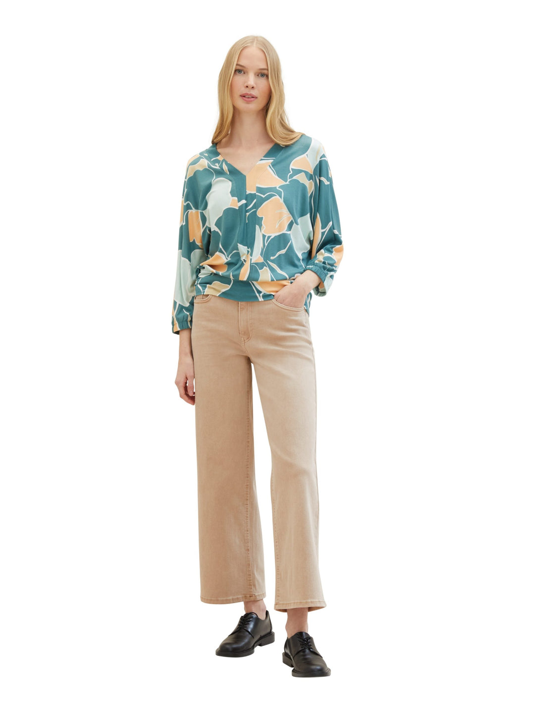 Patterned 3/4-sleeved shirt - Green