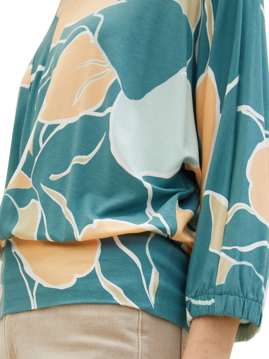 Patterned 3/4-sleeved shirt - Green