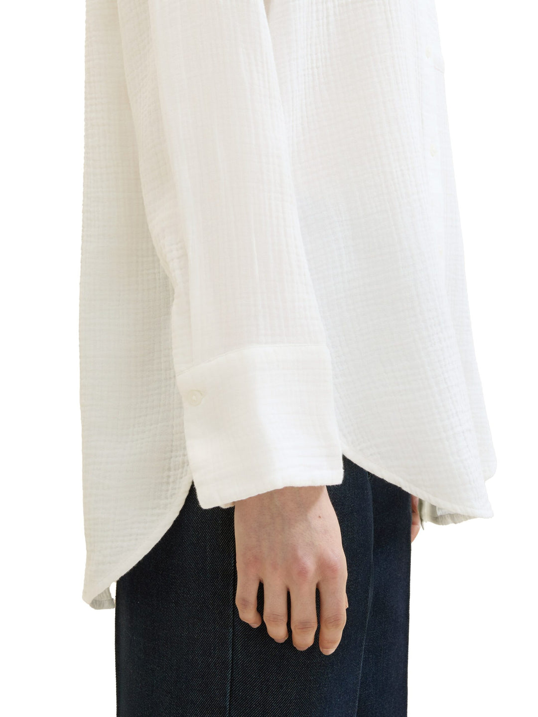 Muslin oversized blouse with texture - White