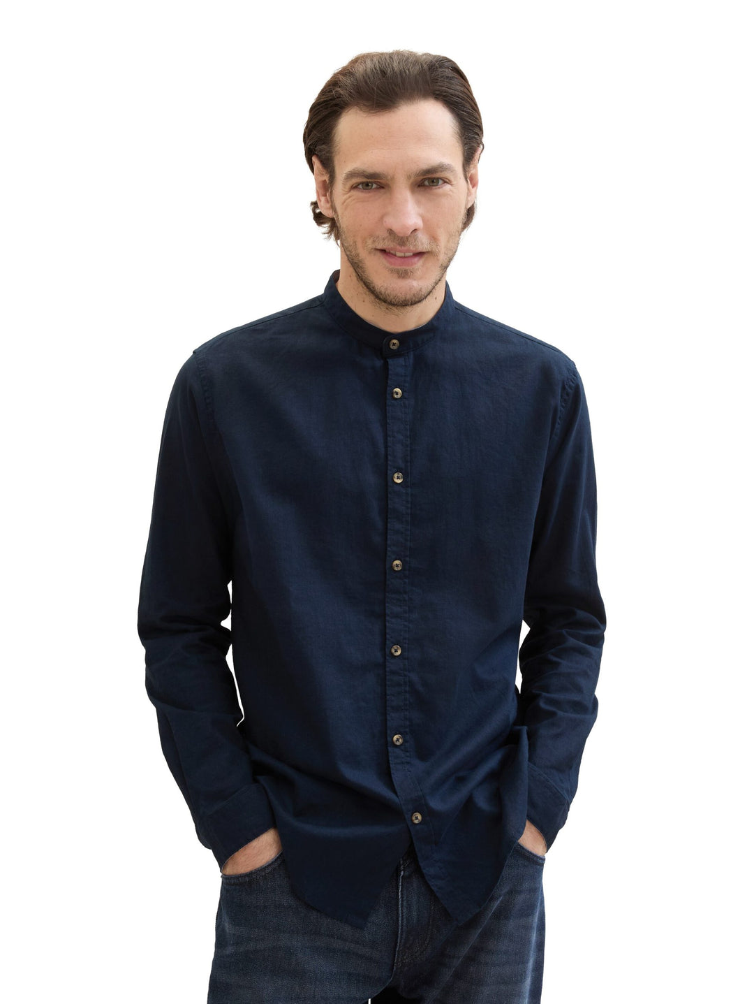 Shirt with linen - Blue