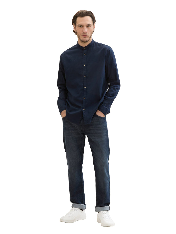 Shirt with linen - Blue