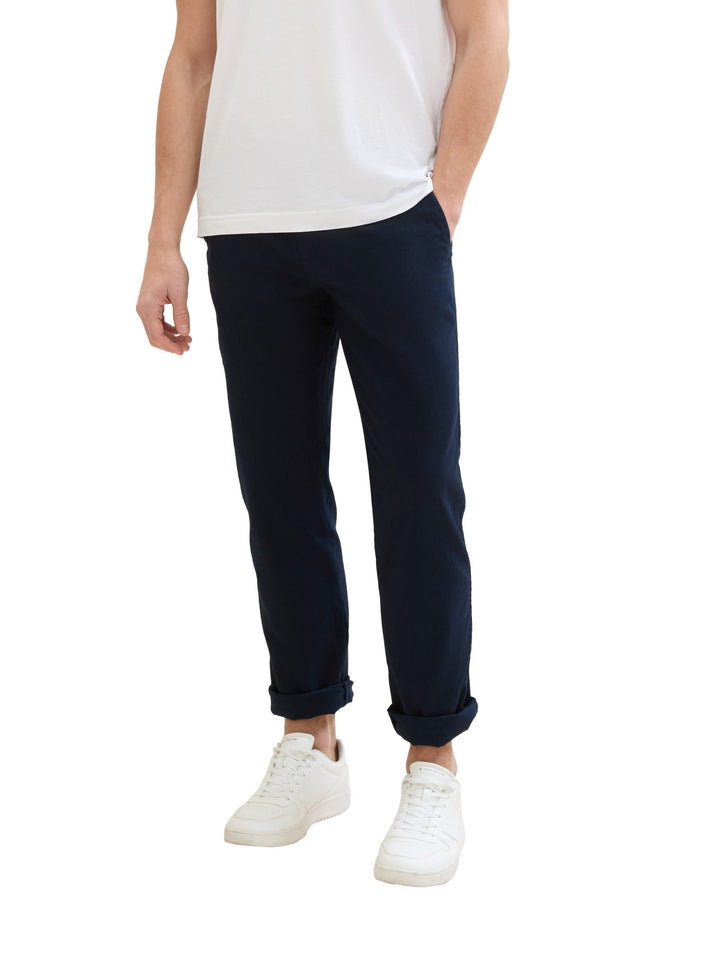 Regular chinos with linen - Blue