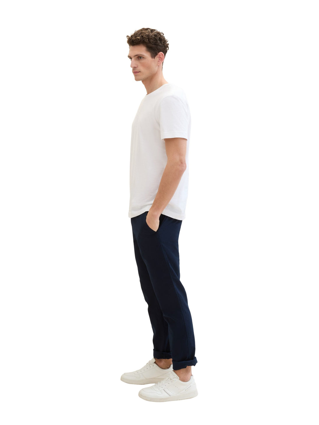 Regular chinos with linen - Blue