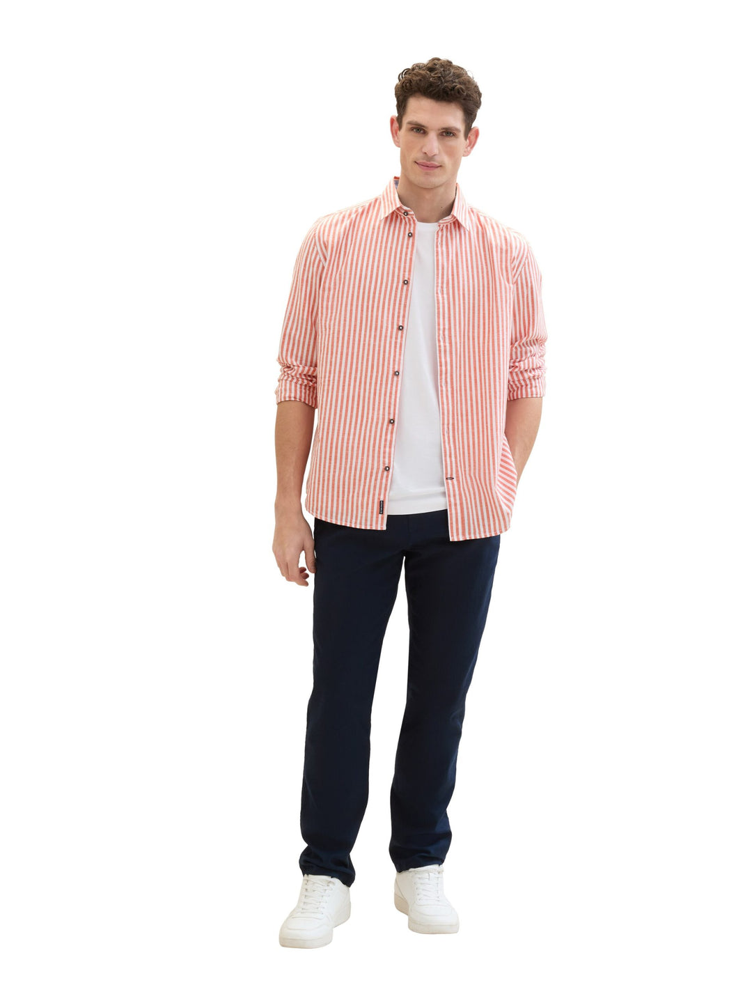 Regular chinos with linen - Blue