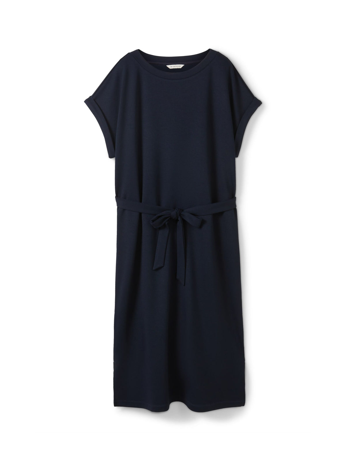 Jersey dress with a twill texture - Blue