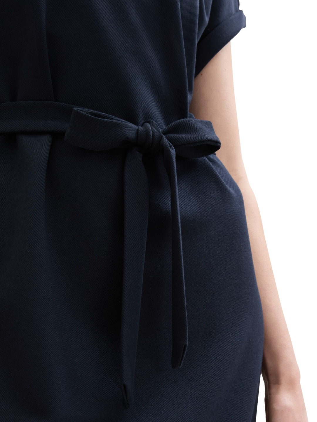 Jersey dress with a twill texture - Blue