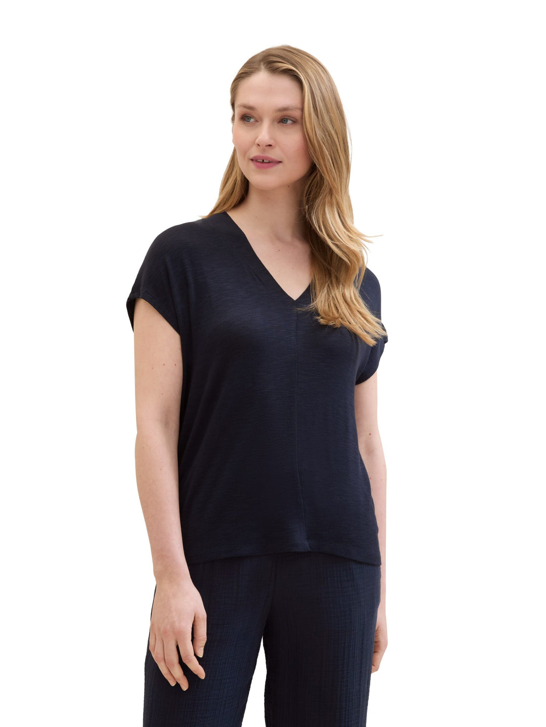 T-shirt with a V-neckline - Blue
