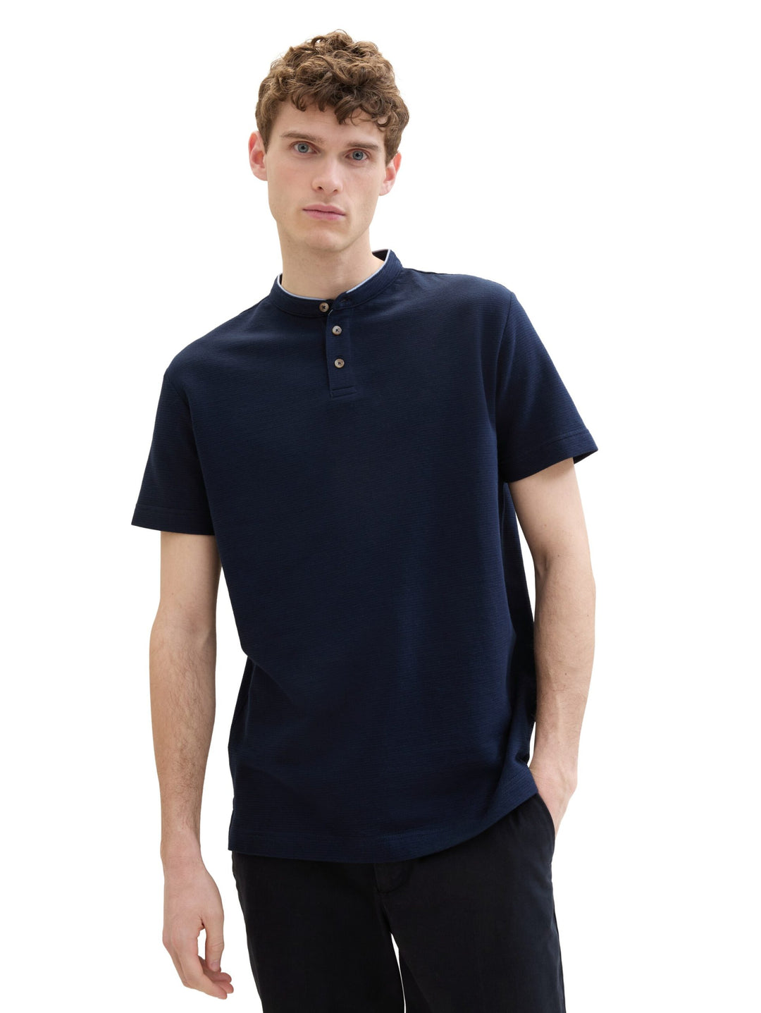 Polo shirt with a stand-up collar - Blue