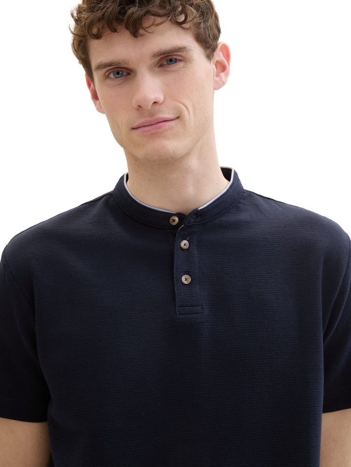 Polo shirt with a stand-up collar - Blue