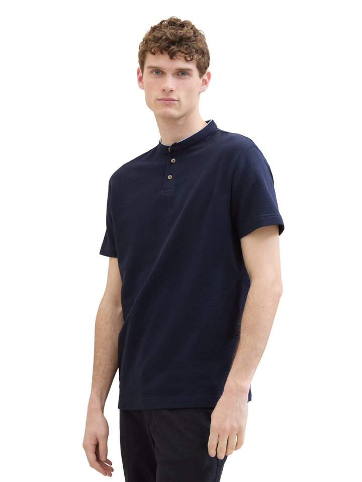 Polo shirt with a stand-up collar - Blue