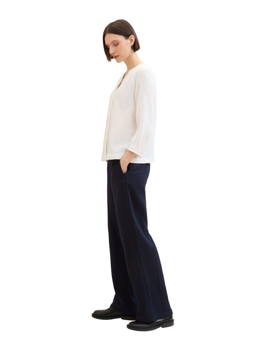 Trousers with wide legs - Blue