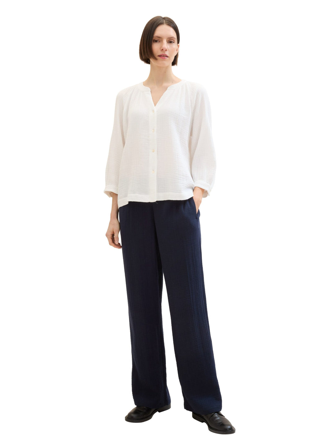 Trousers with wide legs - Blue