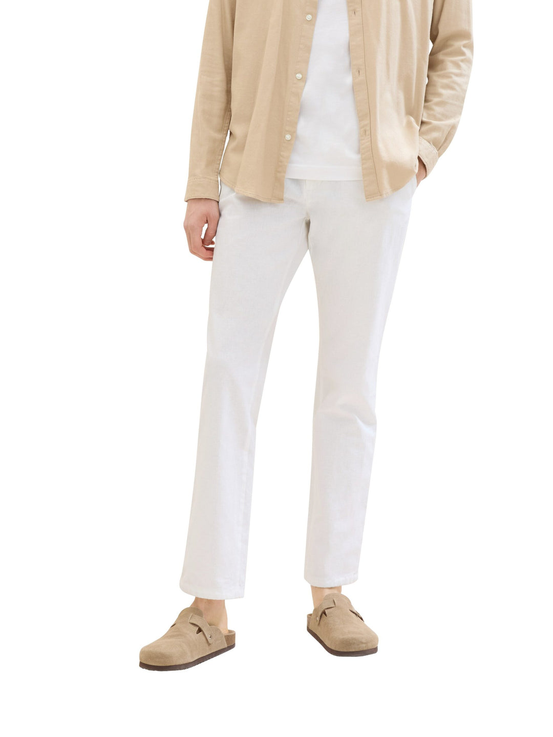 Trousers with linen - White