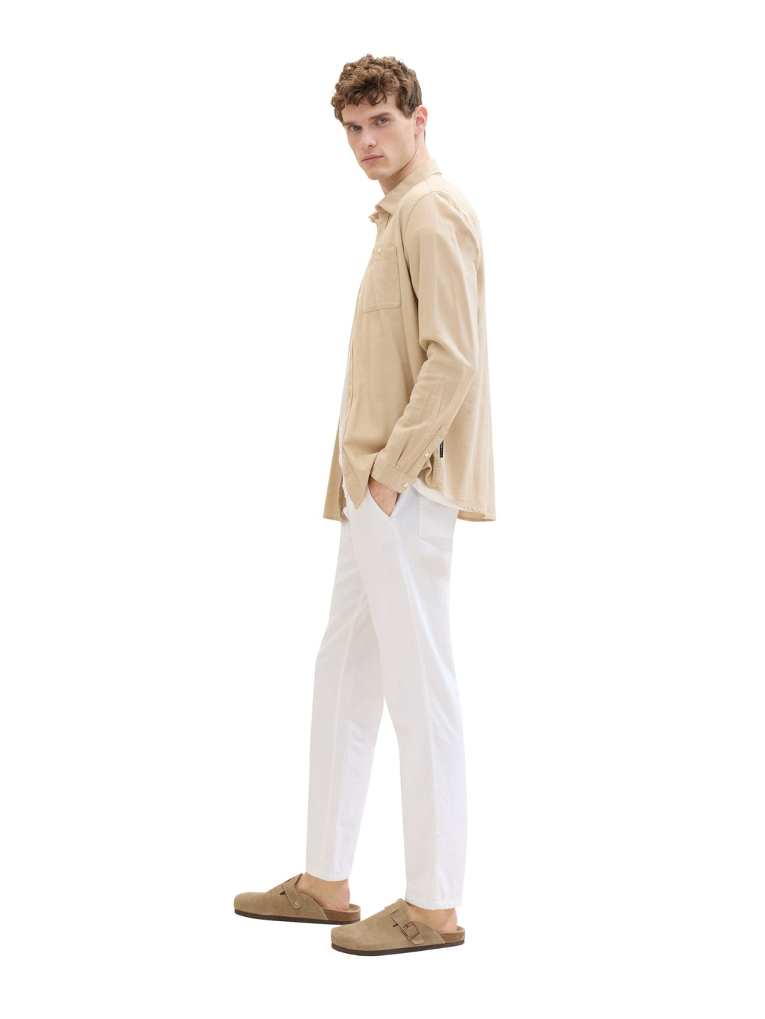 Trousers with linen - White