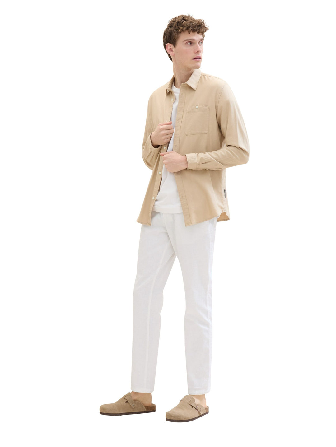 Trousers with linen - White