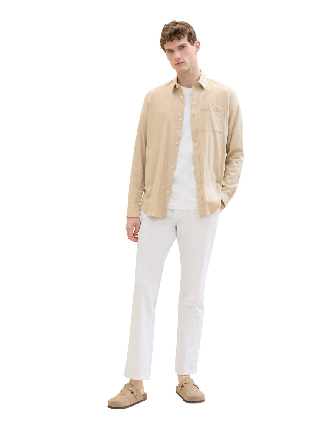 Trousers with linen - White