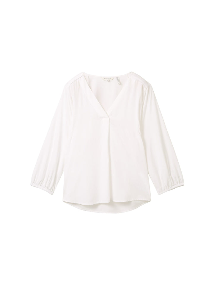 Blouse with a V-neckline - White