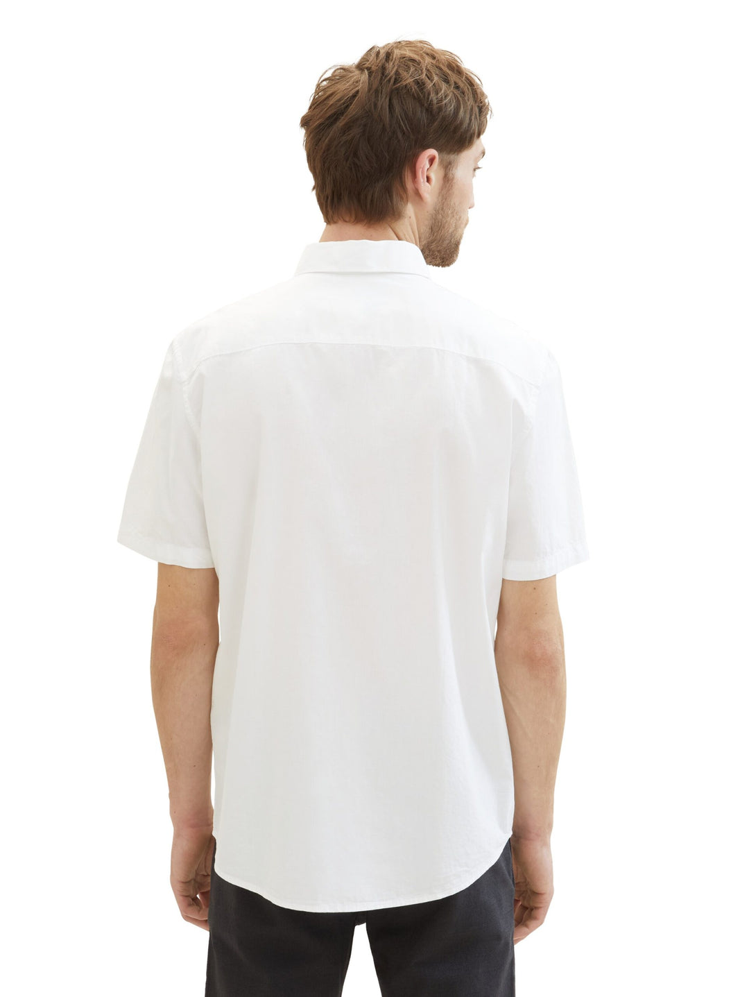 Basic short-sleeved poplin shirt - White
