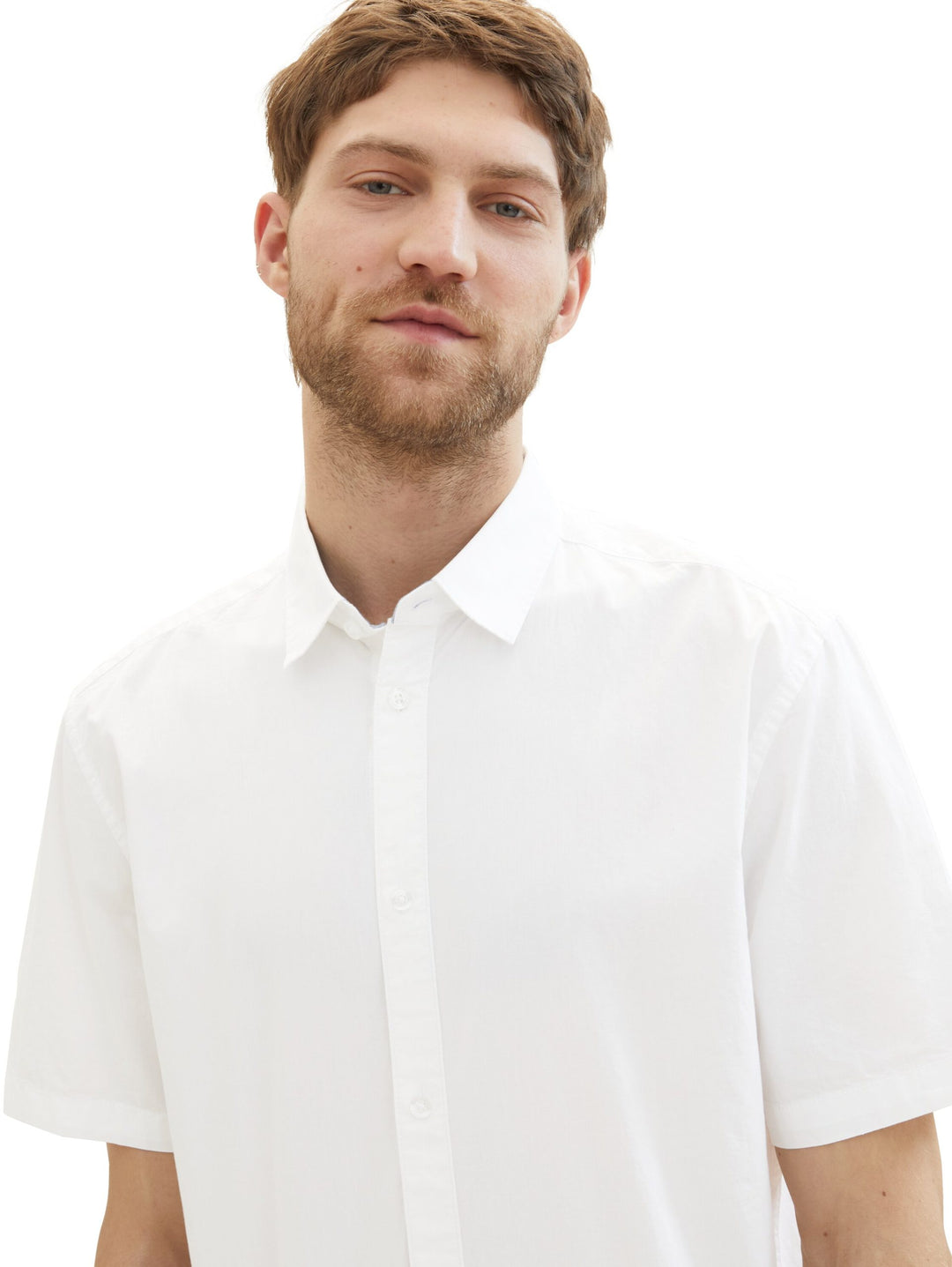 Basic short-sleeved poplin shirt - White