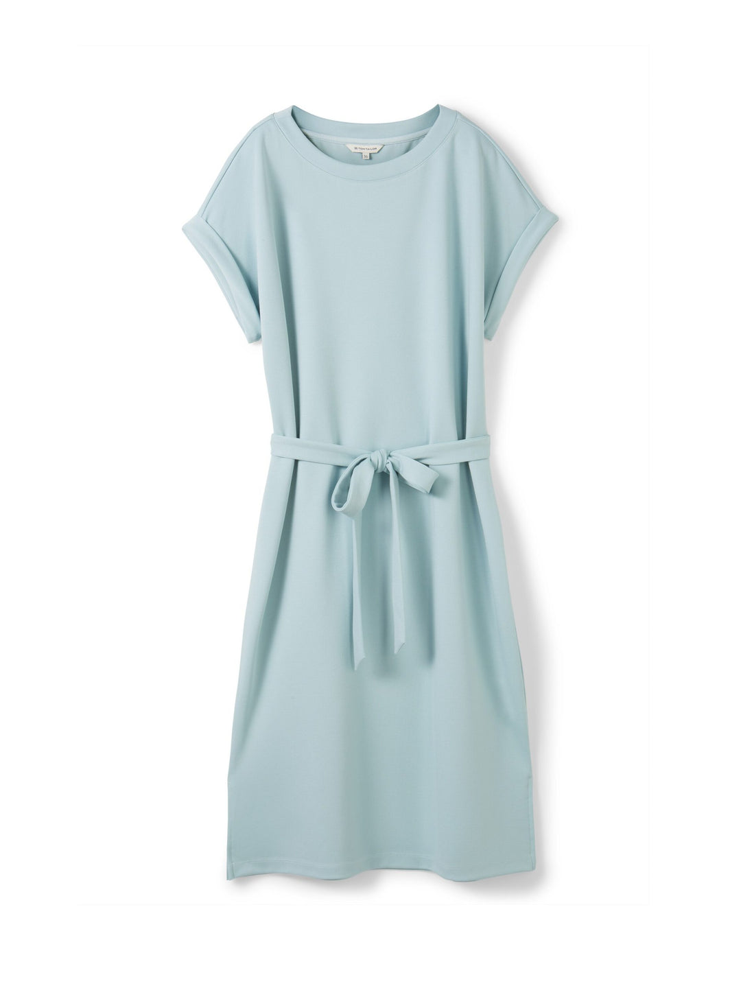Jersey dress with a twill texture - Blue