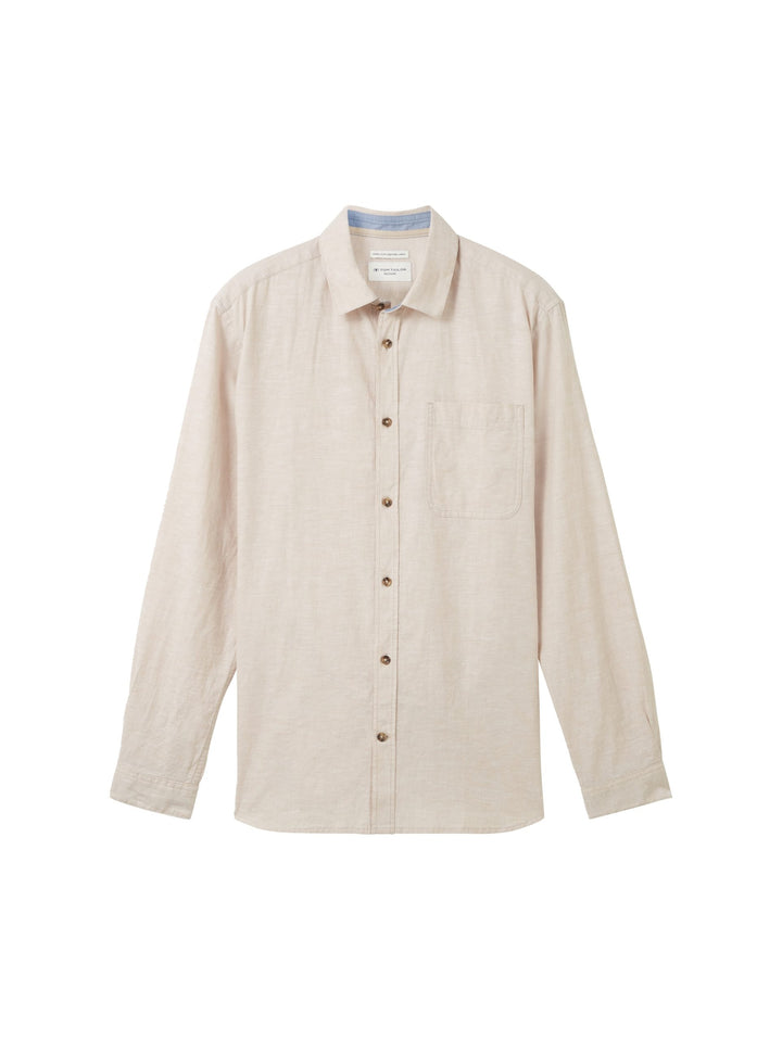 Regular-fit shirt with linen - Brown
