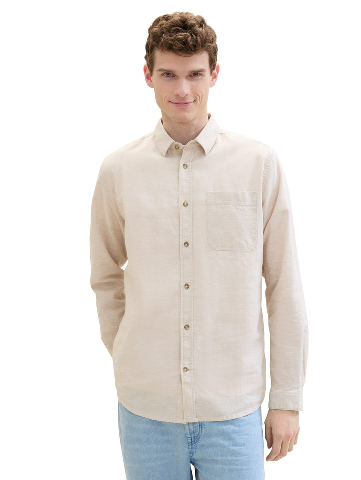 Regular-fit shirt with linen - Brown