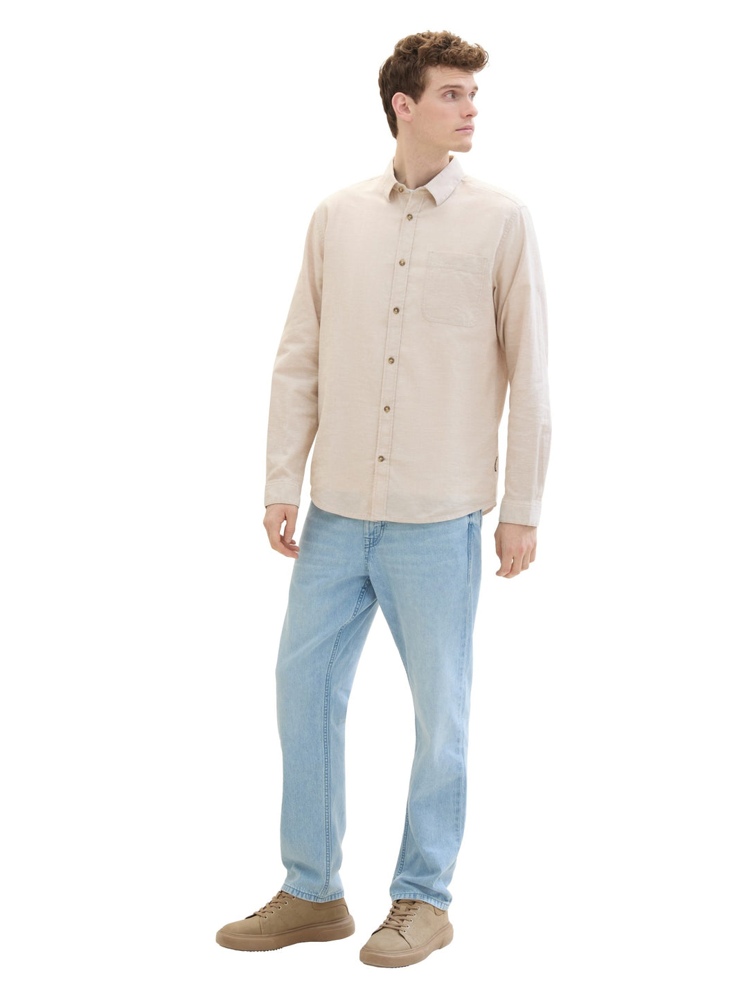 Regular-fit shirt with linen - Brown