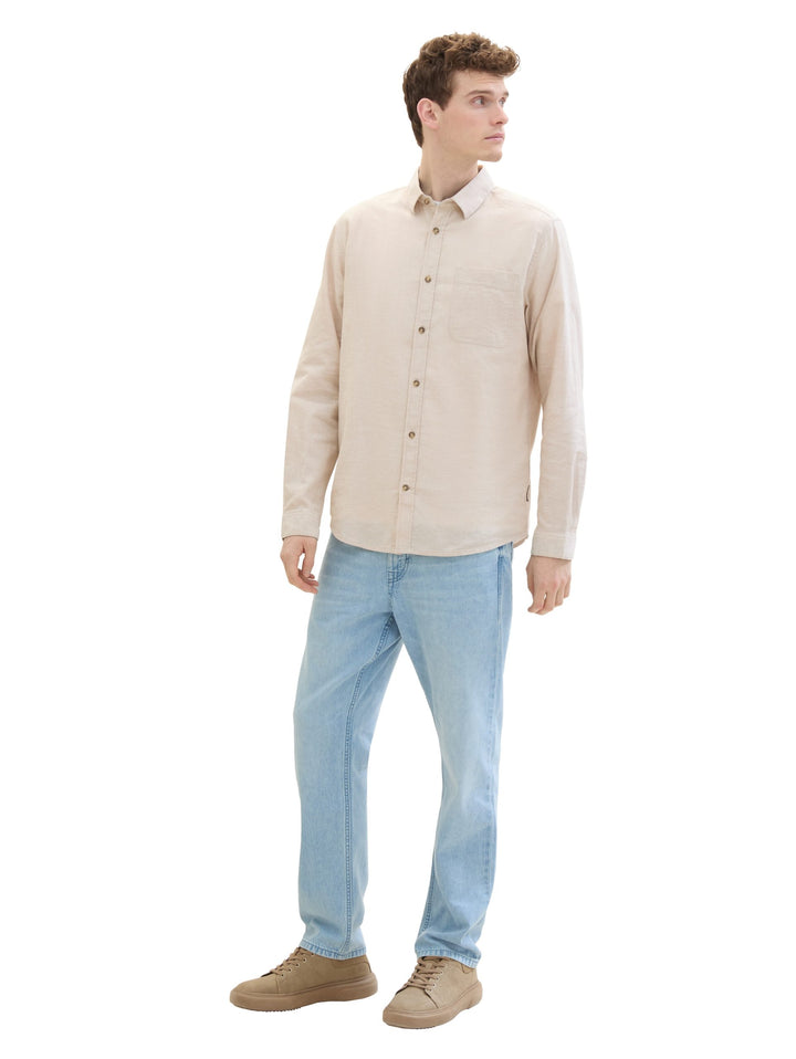 Regular-fit shirt with linen - Brown