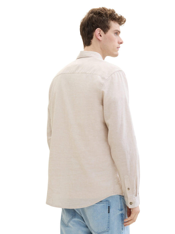 Regular-fit shirt with linen - Brown