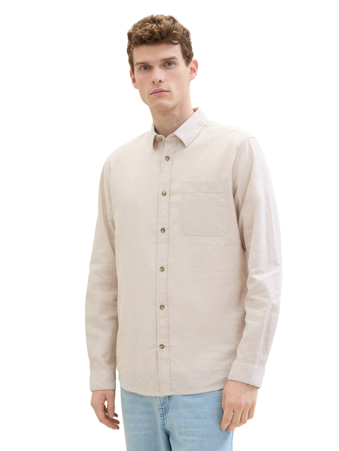 Regular-fit shirt with linen - Brown