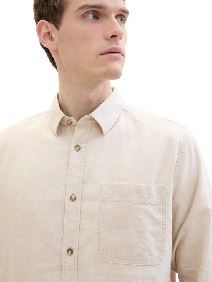 Regular-fit shirt with linen - Brown