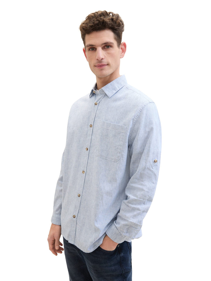 Shirt with linen - Blue