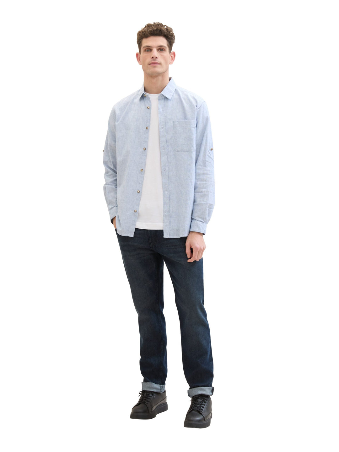Shirt with linen - Blue