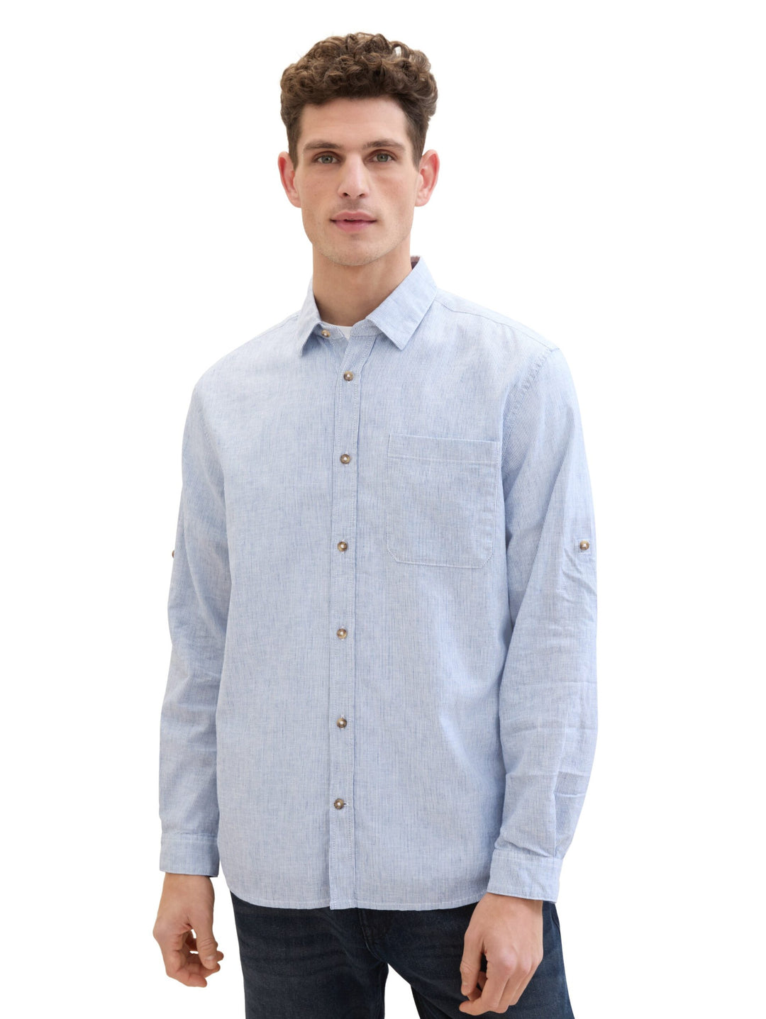 Shirt with linen - Blue