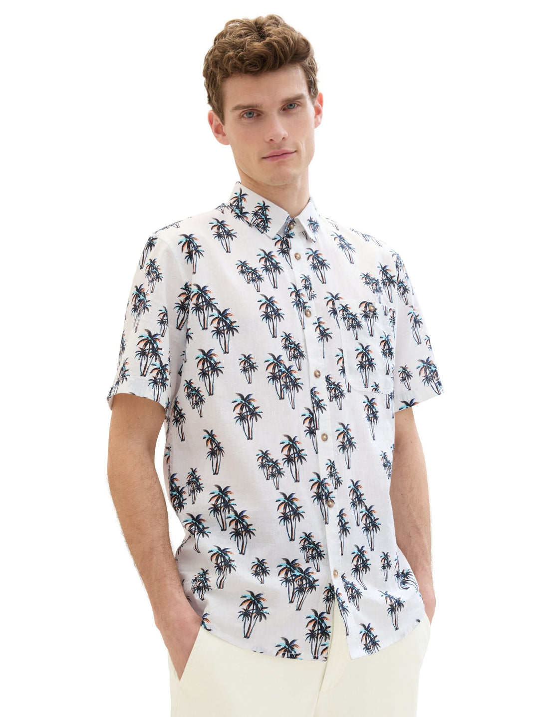 Shirt with linen - White