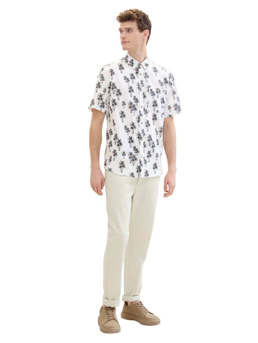 Shirt with linen - White