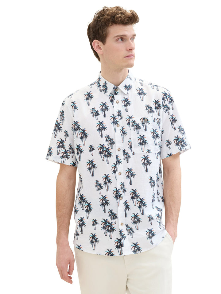 Shirt with linen - White
