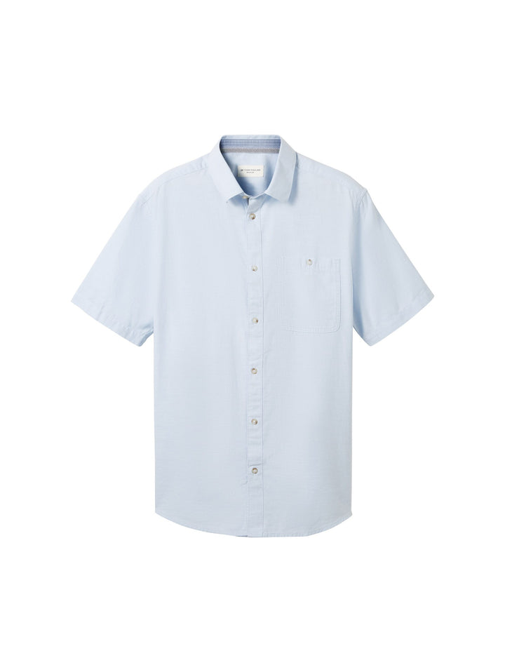 Short-sleeved shirt with a chest pocket - Blue